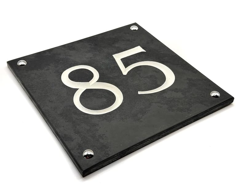 Large Engraved Slate House Number - Hand Engraved, V-Cut, 1 or 2 Digit House Plaque
