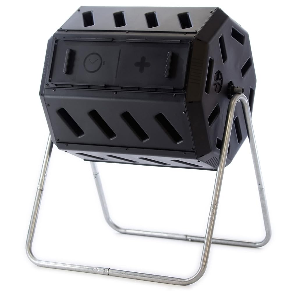 FCMP Outdoor IM4000 Double Chamber Tumbling Composter, 37 Gallon