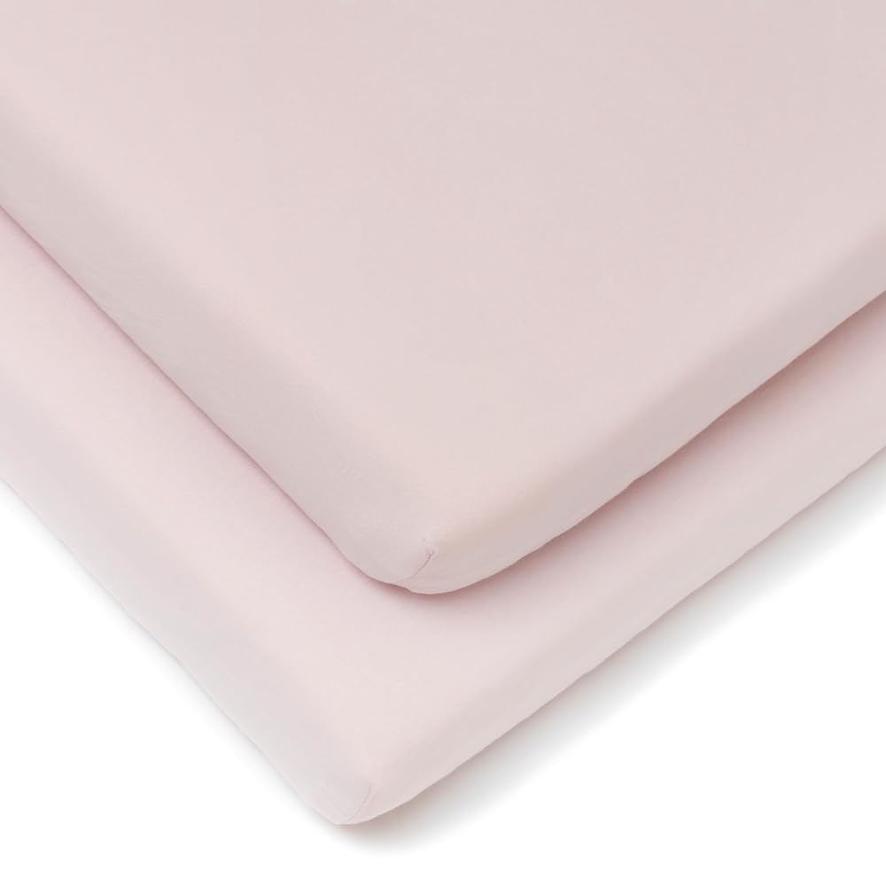 Clair de Lune 2 Pack Fitted Jersey Cotton Cot Bed Sheets, 70 x 140cm, Pink