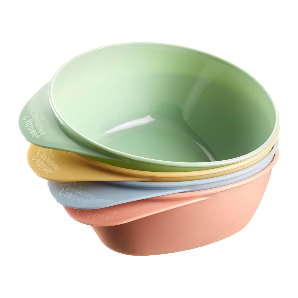 Tommee Tippee Easiscoop Feeding Bowls, Ergonomic Handle, 6m+, Pack of 4
