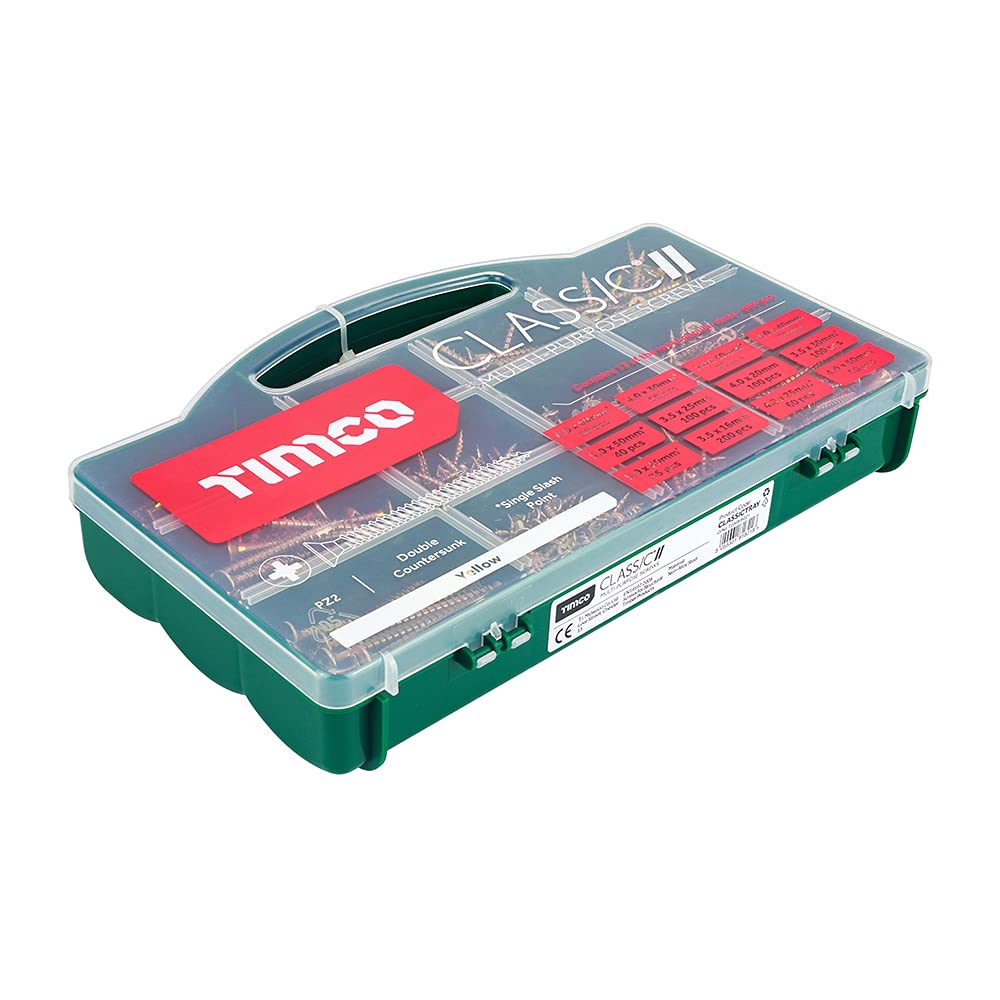 TIMCO Classic Multi-Purpose Countersunk Woodscrews - Gold - Assorted Case - 895pcs