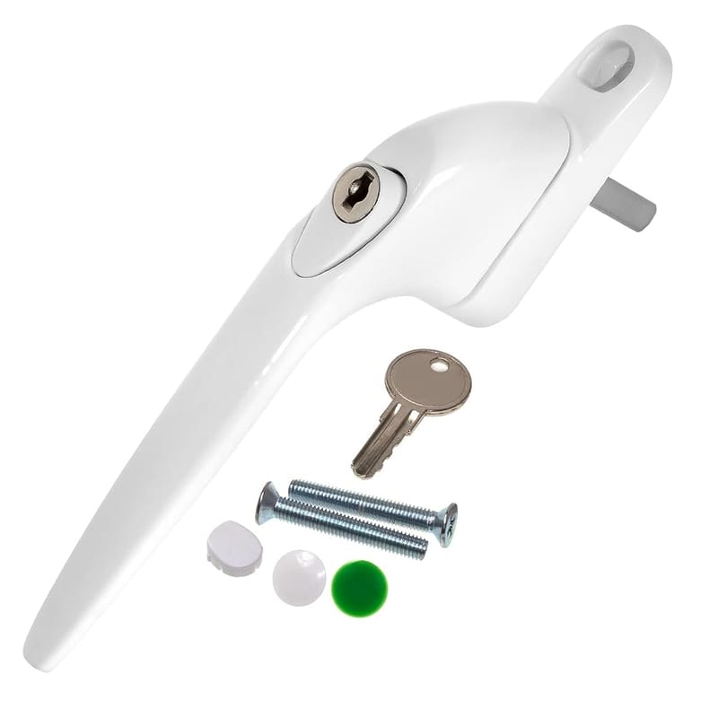 Home Secure UPVC Universal Espag Window Handle, Key Locking, For Double Glazing, White