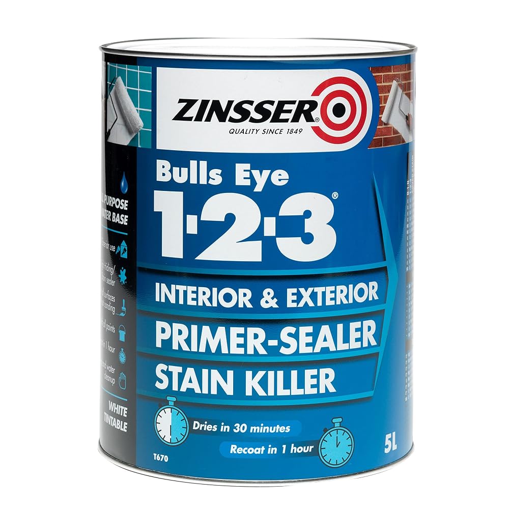 Zinsser Bulls Eye 1-2-3 Primer-Sealer & Stain Killer 2.5 Litre, White