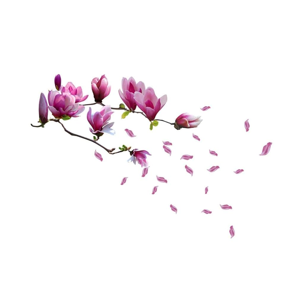 WALPLUS Magnolia Flower Wall Stickers 130 x 110cm, Peel and Stick Removable Wall Decals for Bedroom, Nursery, Playroom