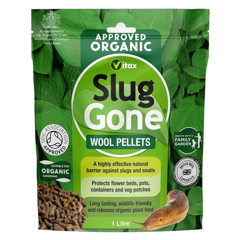 Vitax Slug Gone Wool Pellets, Natural, Organic Barrier To Protect Borders, Pots & Containers From Slugs And Snails - 1L