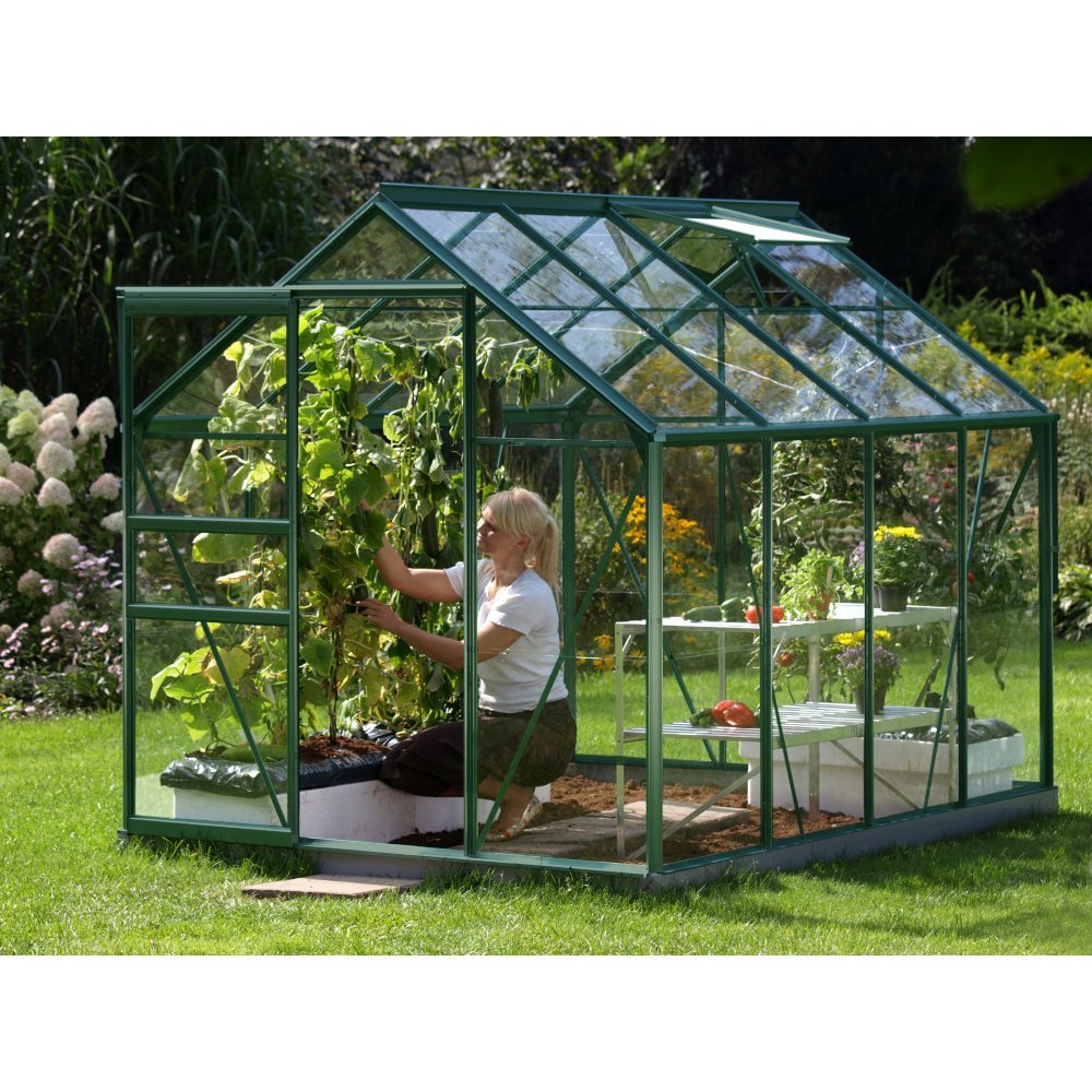 Venus 5000 Green Aluminium Greenhouse, 6ft x 8ft, Horticultural Glass