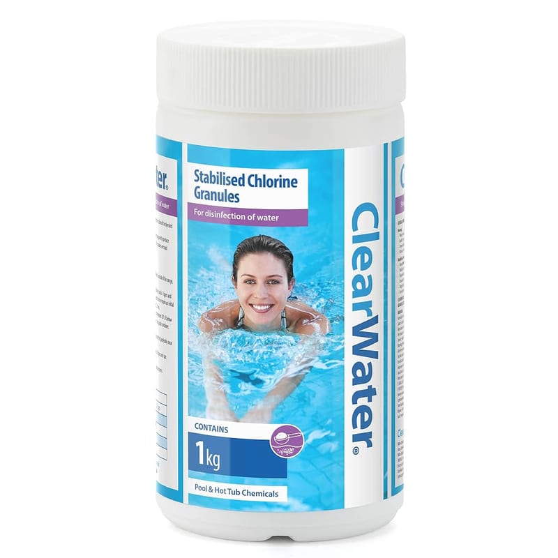 Clearwater 1kg Chlorine Granules for Hot Tub, Spa and Swimming Pool Water Treatment