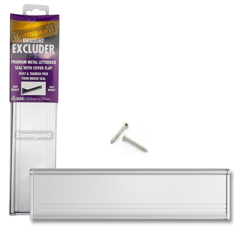 Letter Box Cover with Brush & Flap, Draught Excluding, Internal or External Use, Silver Finish