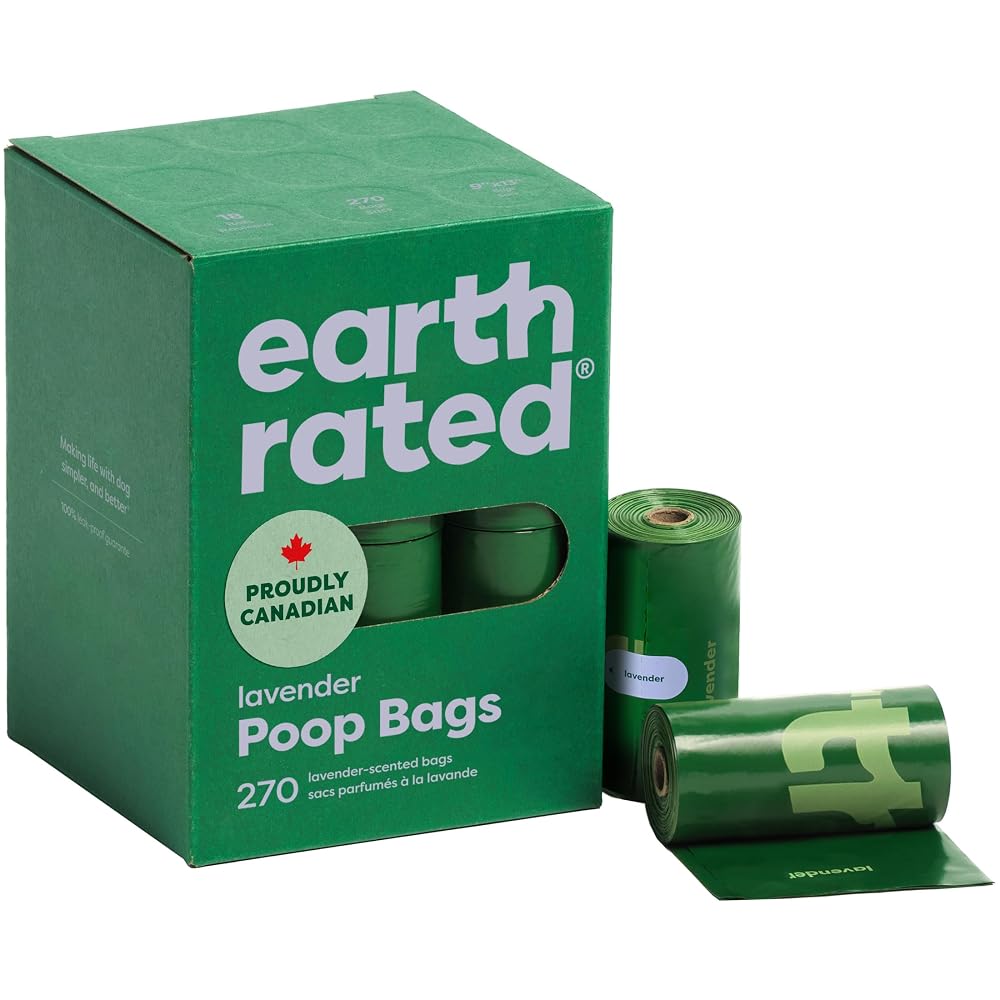 Earth Rated Dog Poo Bags, Guaranteed Leak Proof and Extra Thick, Lavender Scented, 270 Count