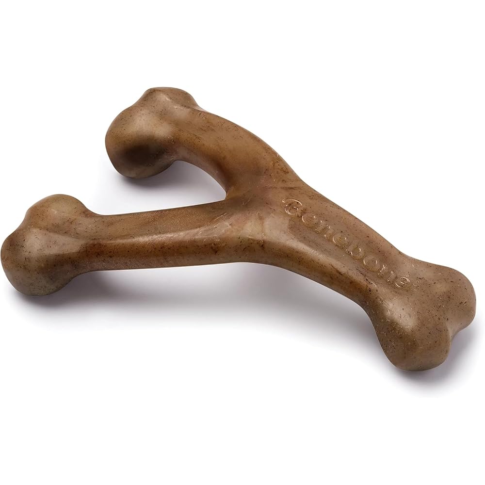 Benebone Wishbone Dog Chew Toy for Aggressive Chewers, Real Bacon, Medium