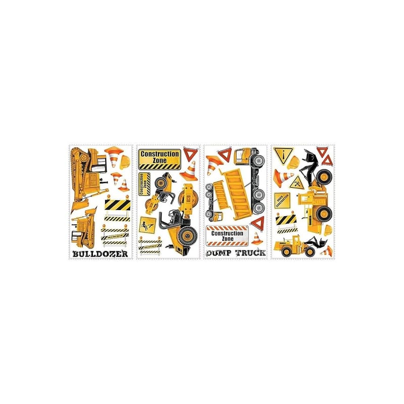 RoomMates Repositionable Childrens Wall Stickers - Construction Trucks