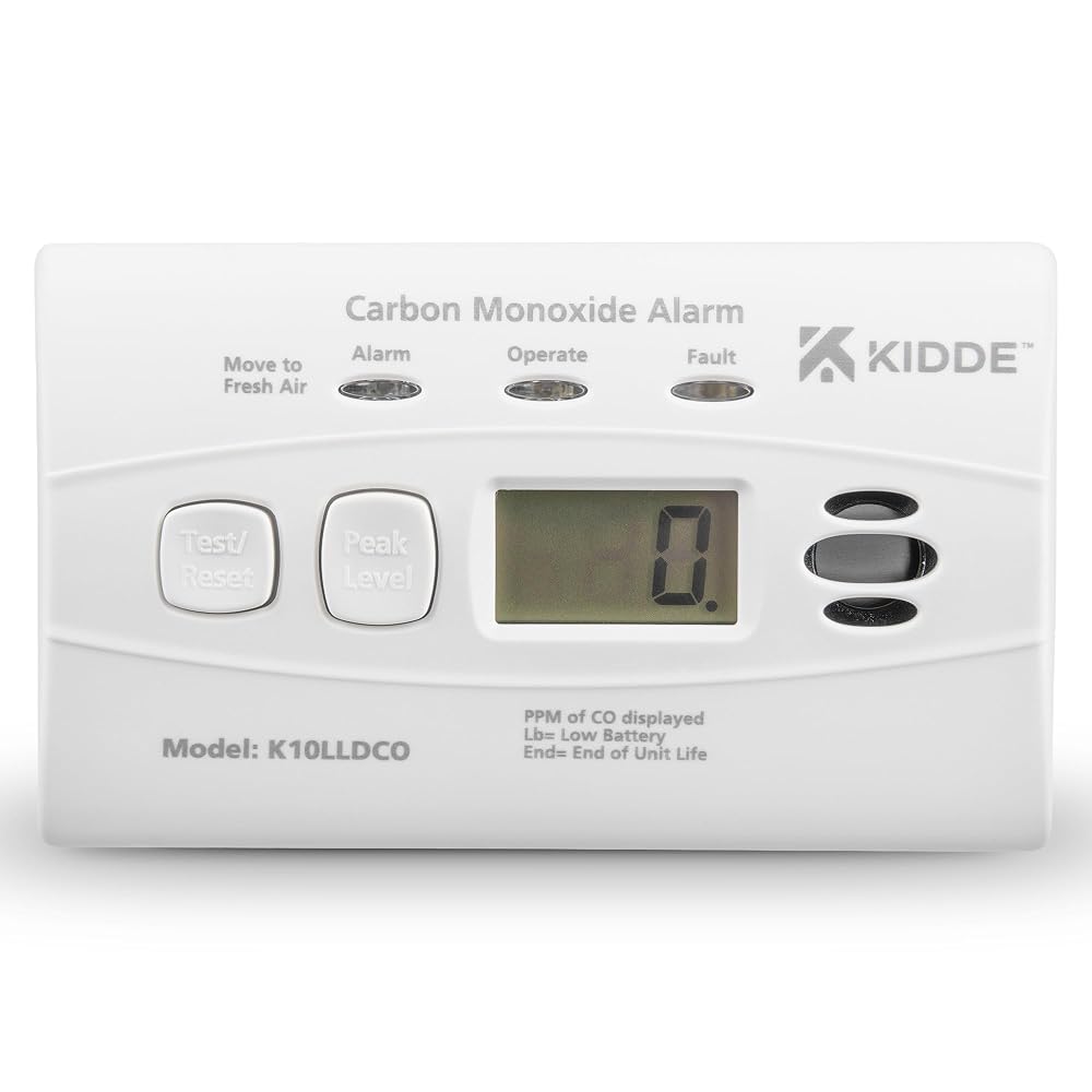 Kidde 10LLDCO Ten Year Life Carbon Monoxide Alarm, Digital Display with Sealed Longlife Battery