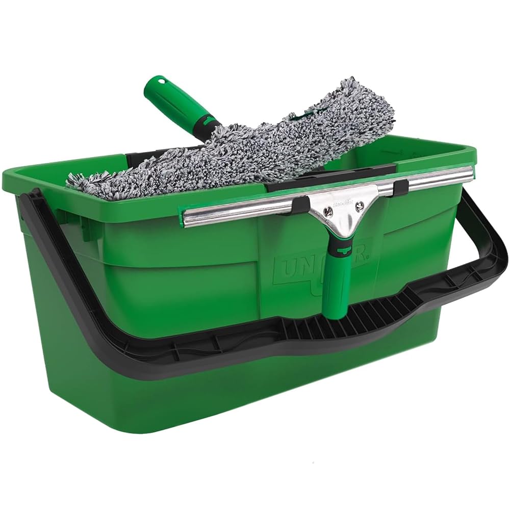 UNGER Window Cleaner Kit – 3 in 1 Kit with Squeegee, Washer, & 12L Bucket