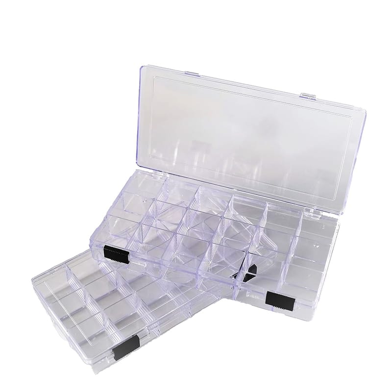 Clear Plastic Multi-Compartment Storage Organiser Box