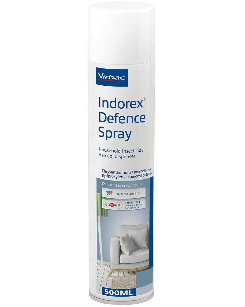 Virbac Indorex Defence Flea Spray for the Home | Kills Fleas | 500ml Can | Kills Cat & Dog Adult Fleas and Dust Mites in the Home on Contact, up to 12 Months Protection