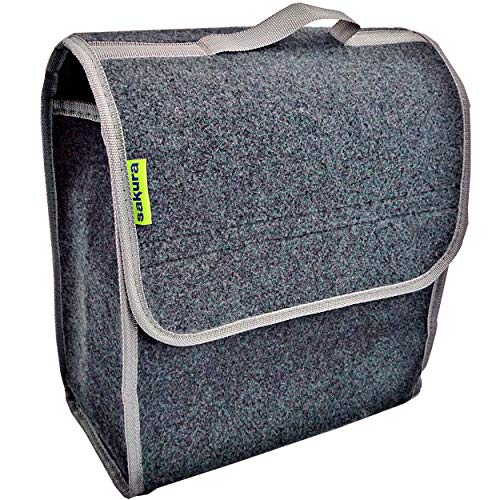 Sakura Small Flip-Top Boot Organiser for Cars and Other Vehicles SS5232 – Dark Grey Carpet Material, Hook and Loop, Carry Handle, 29 x 15 x 30 cm