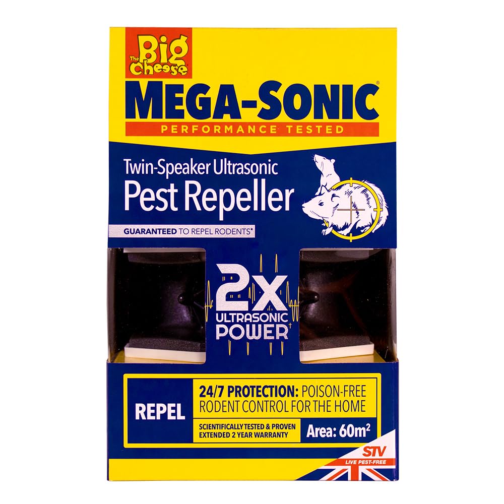 The Big Cheese Ultra Power Mega-Sonic Twin-Speaker Pest Repeller, Repels Mice and Rats, Whole Room Protection, Double Speakers