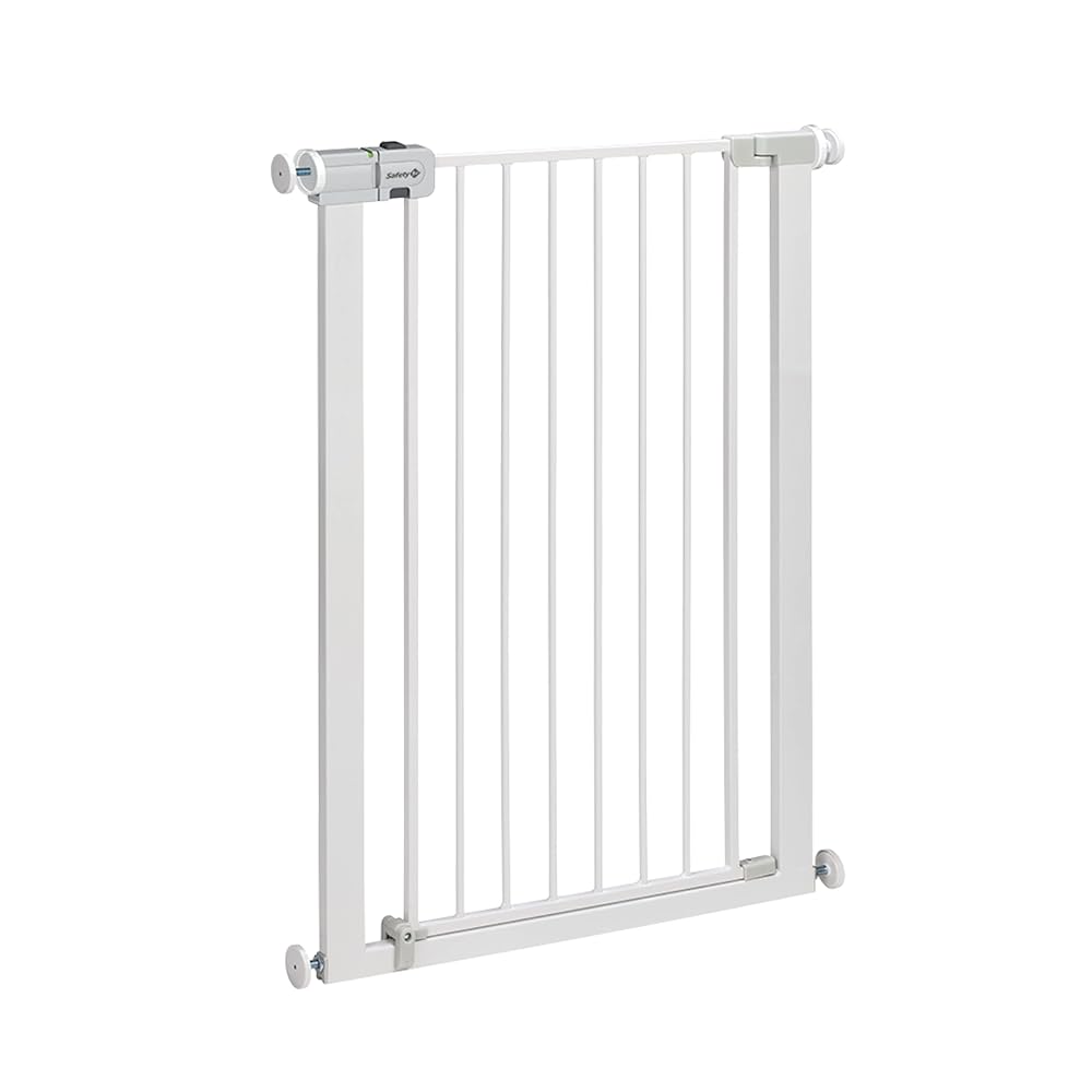 Safety 1st Easy Close Extra Tall Metal Gate, Baby Stair Gate Pressure Fit, 73-80cm (max. 94cm), Extra Tall (91cm), No-Screw Installation, White