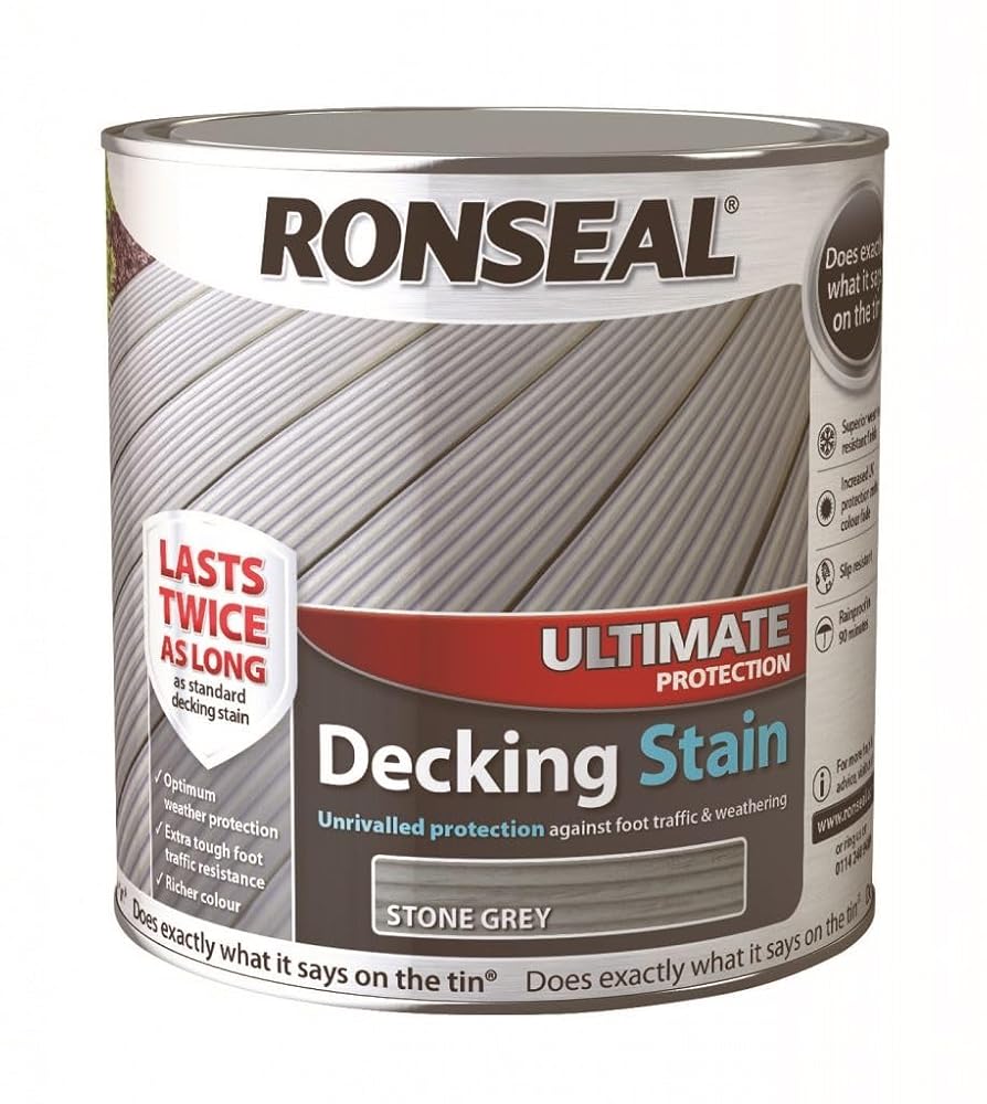 Ronseal Ultimate Protection Decking Stain, Stone Grey, 2.5L