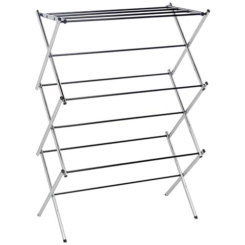 Amazon Basics Foldable Concertina Indoor Clothes Airer, 74.9 x 36.8 x 106.2 cm (LXWXH), Chrome