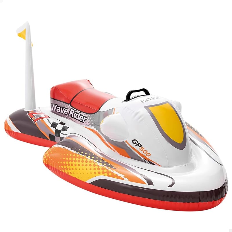 Intex Wave Rider Inflatable Ride On 117 x 77 cm, Kids Pool Float with Heavy Duty Handles, Max 40kg