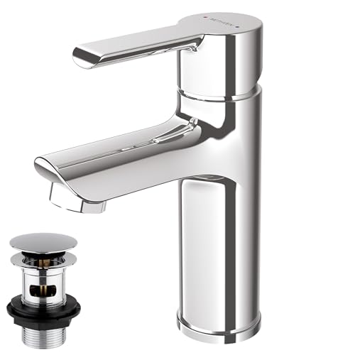 Methven Deva Kea Mono Basin Mixer, Chrome with Press Top Waste