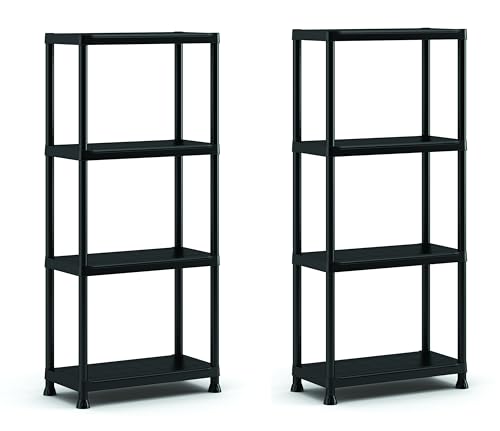 Keter Plus Plastic Shelving Unit 80/5, Black, 80 x 40 x 187cm