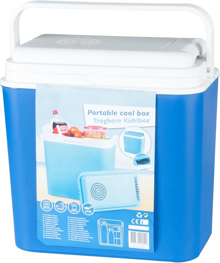 All Ride - Electric cooling box - 22 L capacity - 12V Car Plug, blue-white