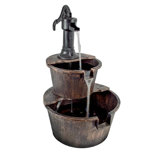 GardenKraft Rustic 2 Tier Garden Water Fountain