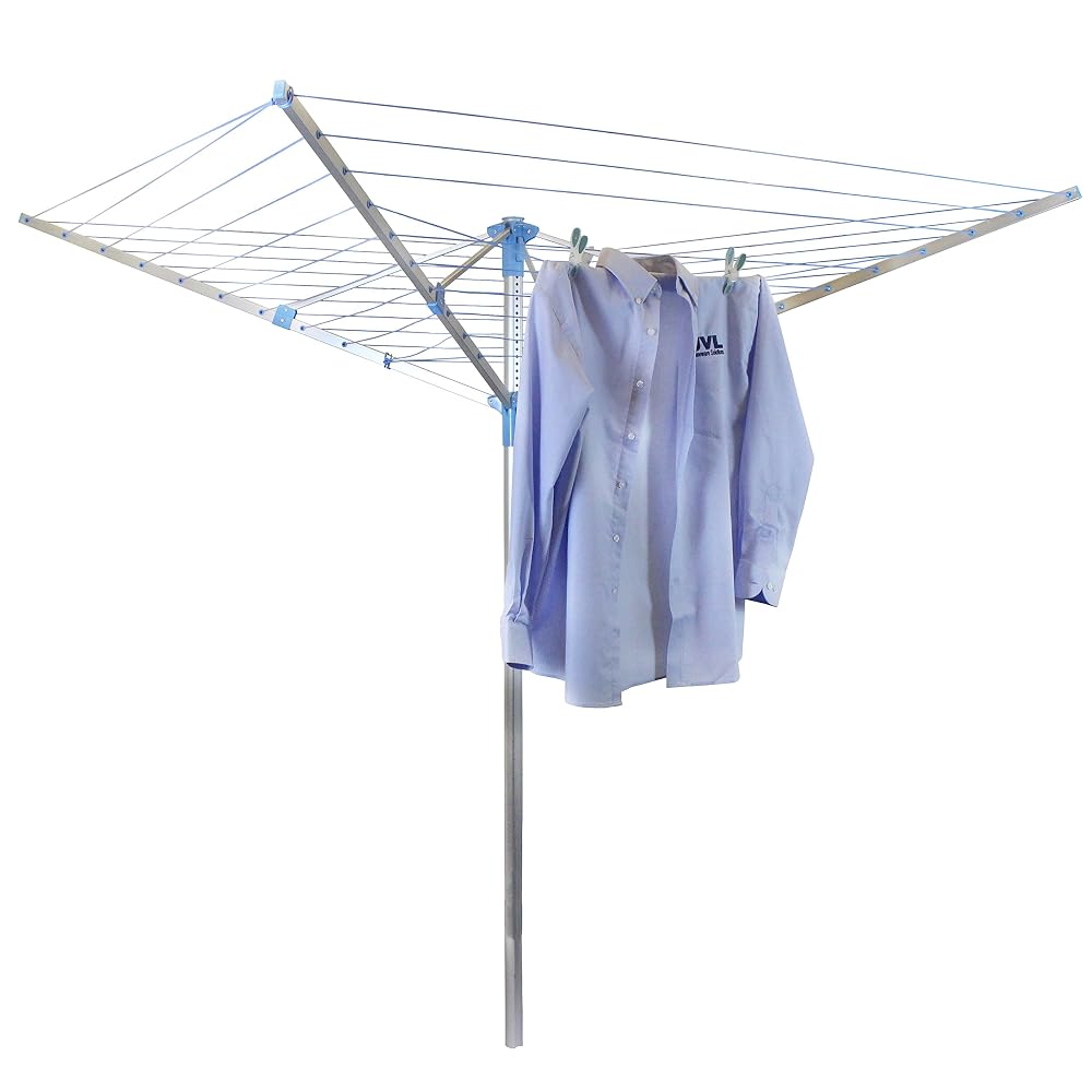 JVL Compact & Robust Adjustable 50M 4 Arm Aluminium Rotary Clothes Airer