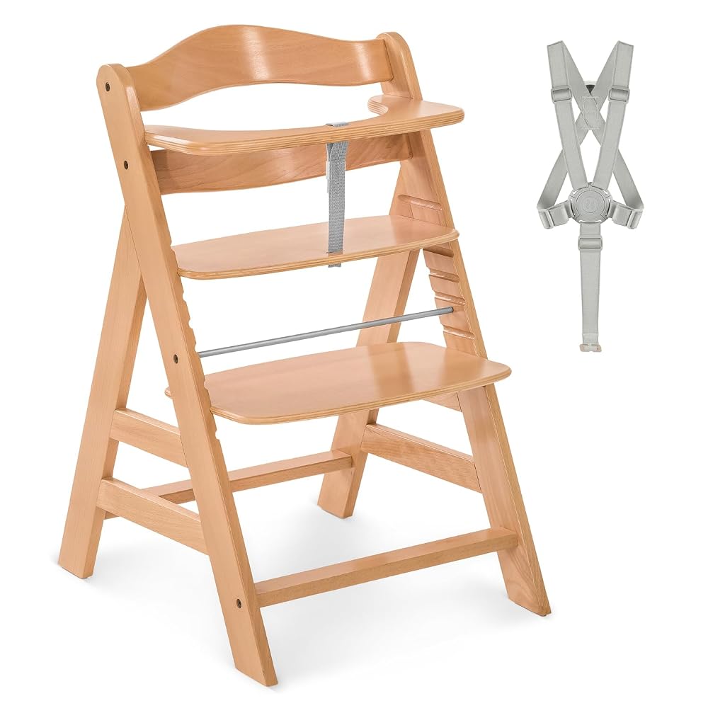 hauck Alpha+ Wooden High Chair, 6 Months to Adult, FSC Certified Beechwood, Natural