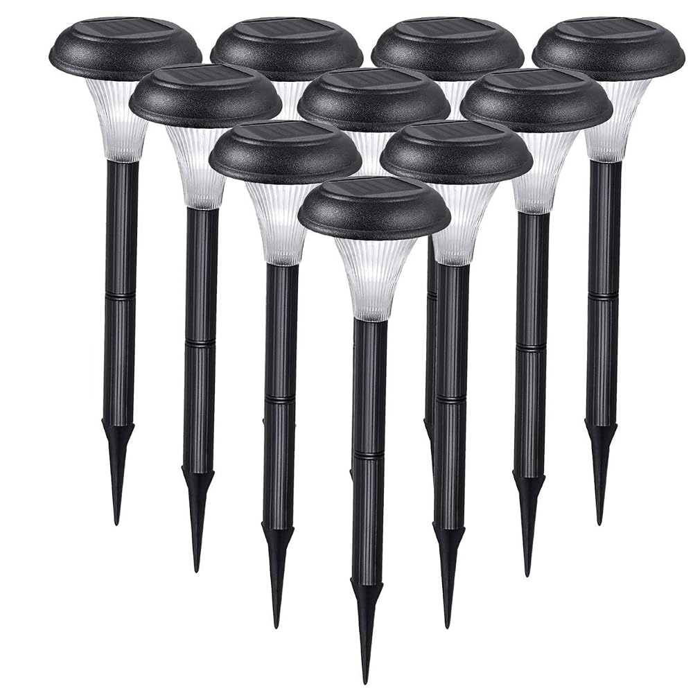 Solar Garden Lights for Outdoor - 10 Brightest Light Set, Stylish Design, 30cm Tall