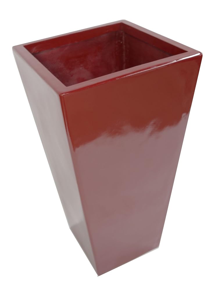 Geko 90cm Tall Fibreglass Tapered Planter, Gloss Red