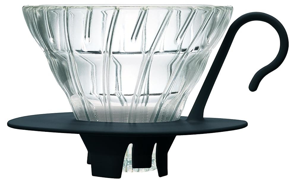 Hario V60 New Glass Dripper 01, Pour Over Coffee Maker, Black
