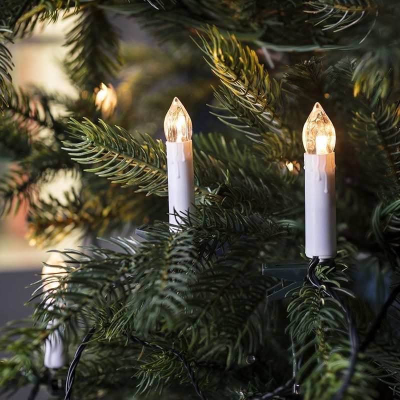 Lights4fun Indoor 20 Warm White LED Christmas Candle Tree Lights with Clips, Connectable 6.3m String Fairy Lights