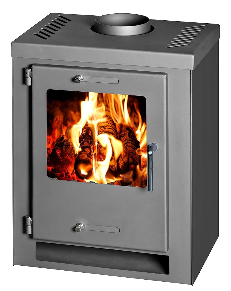 Cube 5kW Contemporary Multi-Fuel Wood Burning Log Burner Stove, Steel, Grey