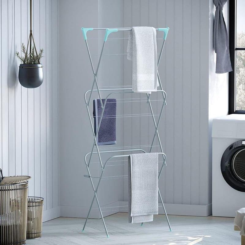 Home Vida 3 Tier Clothes Airer, Indoor and Outdoor Laundry Drying Rack, 14 Meters, Silver