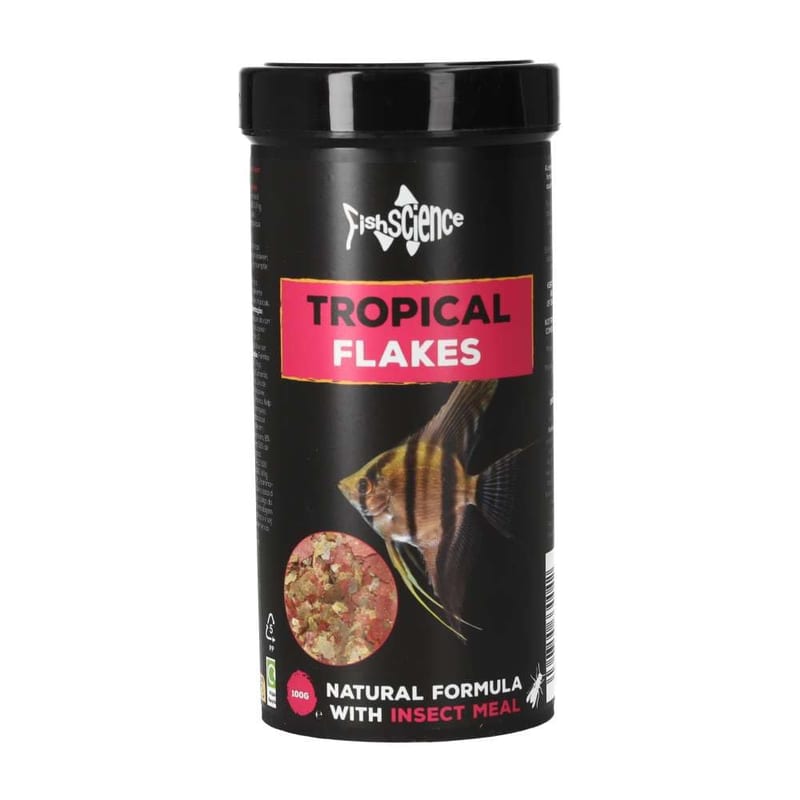 FishScience Tropical Flakes 100g, High Protein Complete Diet with Spirulina, Chlorella, Garlic & Omega-3