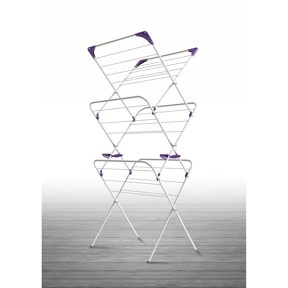 Minky Essential 3 Tier Airer, Clothes Drying Rack for Indoor Use, Foldable Clothes Airer with 14m Capacity, Non-Slip Feet