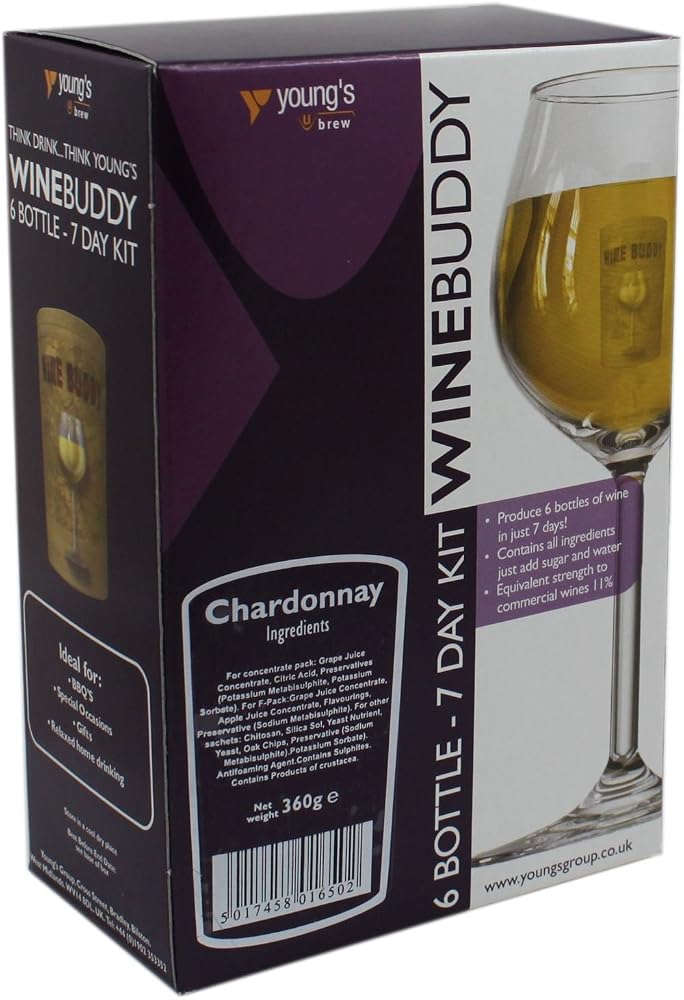WineBuddy Chardonnay 6 Bottle - Home Brew Wine Making Kit