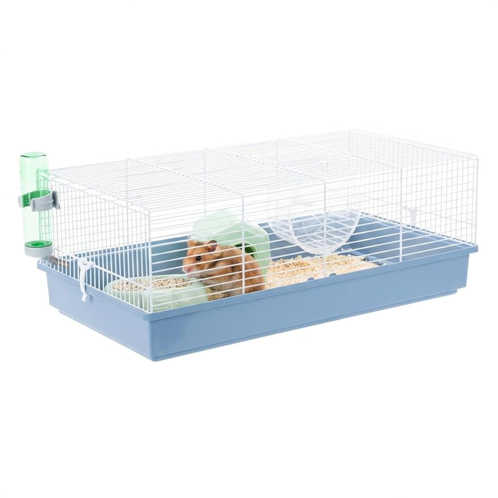 Ferplast CRICETI 11 Large Hamster Cage, Fully Equipped with Exercise Wheel and Accessories, 57.5 x 31 x 21 cm, Blue