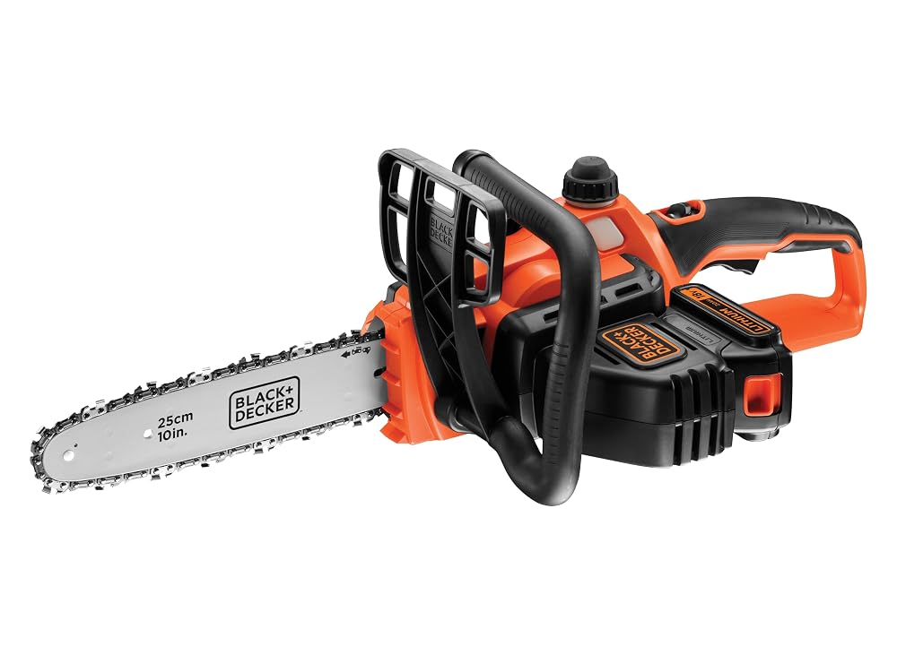 BLACK+DECKER 18V Lithium-ion Chainsaw Cordless with Battery 25cm 2.0Ah GKC1825L20-GB, Orange