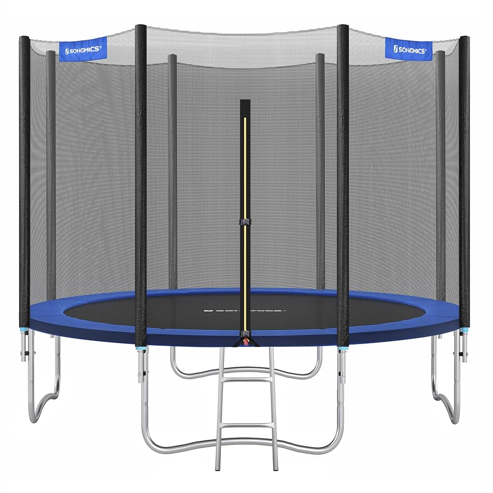SONGMICS Trampoline, 6FT / 8FT / 10FT Trampoline. Kids Outdoor Trampoline with Enclosure Net, Safety Pad, Ladder