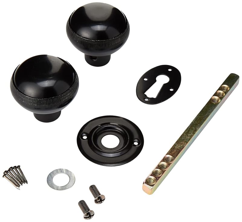 Sterling SRL8BK Black Rim Door Knob Set, 45mm, Set of 2 Pieces