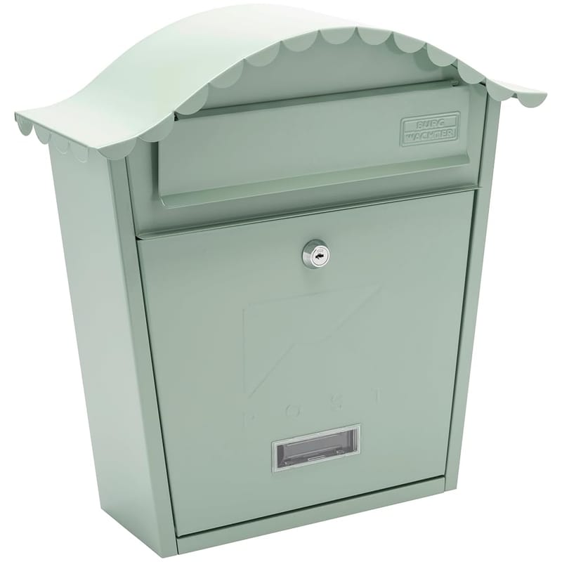 Burg-Wächter MB01CG Classic Wall Mounted Galvanised Steel Lockable Post Box, Chartwell Green