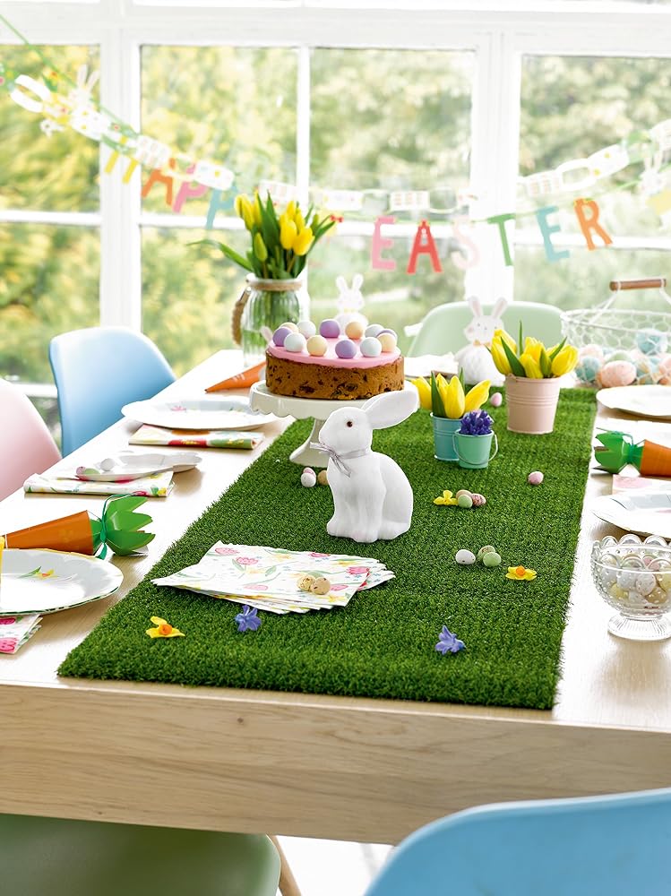 Talking Tables Reusable Artificial Grass Table Runner, 1.5m Indoor Use, Easter Decorations, Spring Tablescape