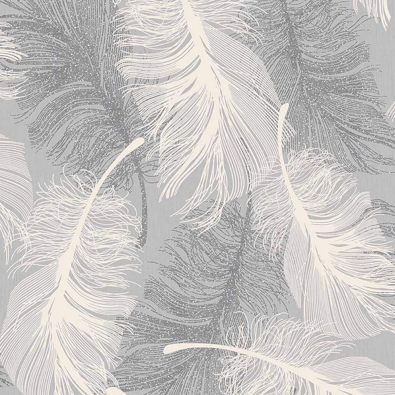 Coloroll Feather Blown Vinyl Wallpaper in Grey & White M0923 Full Roll