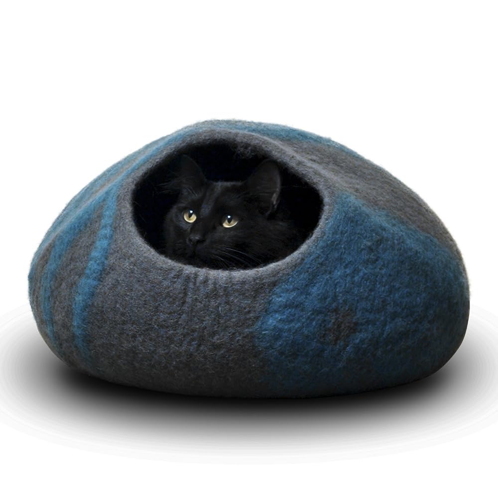 CatGeeks Premium Felt Cat Cave (Large) - All-Natural 100% Merino Wool - Handmade Indoor Cat House - Soft, Comfortable Cat Bed