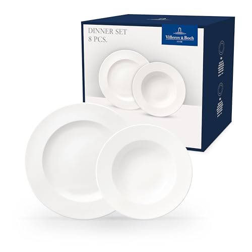 Villeroy & Boch For Me Dinner Set for 4 People, 8 Pieces, Premium Porcelain, White