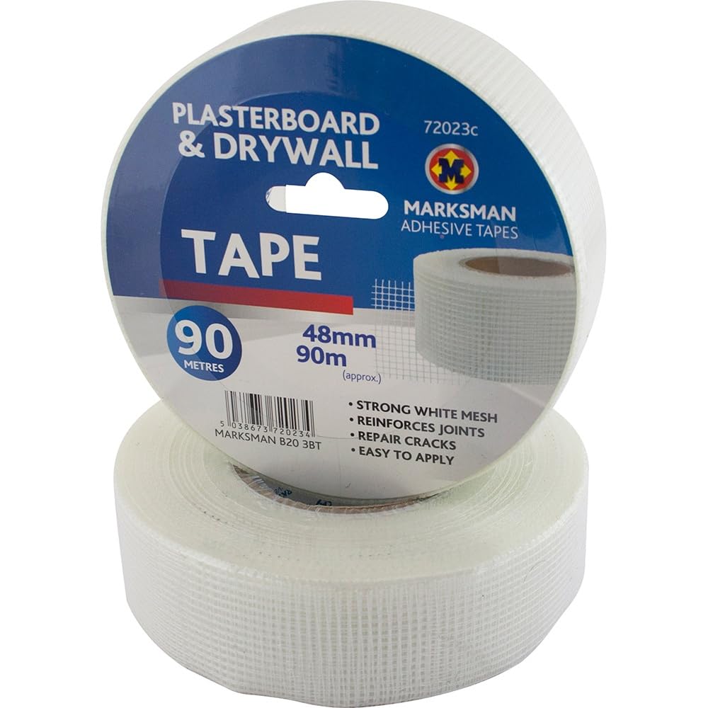 BARGAINS-GALORE 90M Self Adhesive Scrim Tape - Plastering Mesh Strong Fibreglass, Plasterboard, Drywall Repair